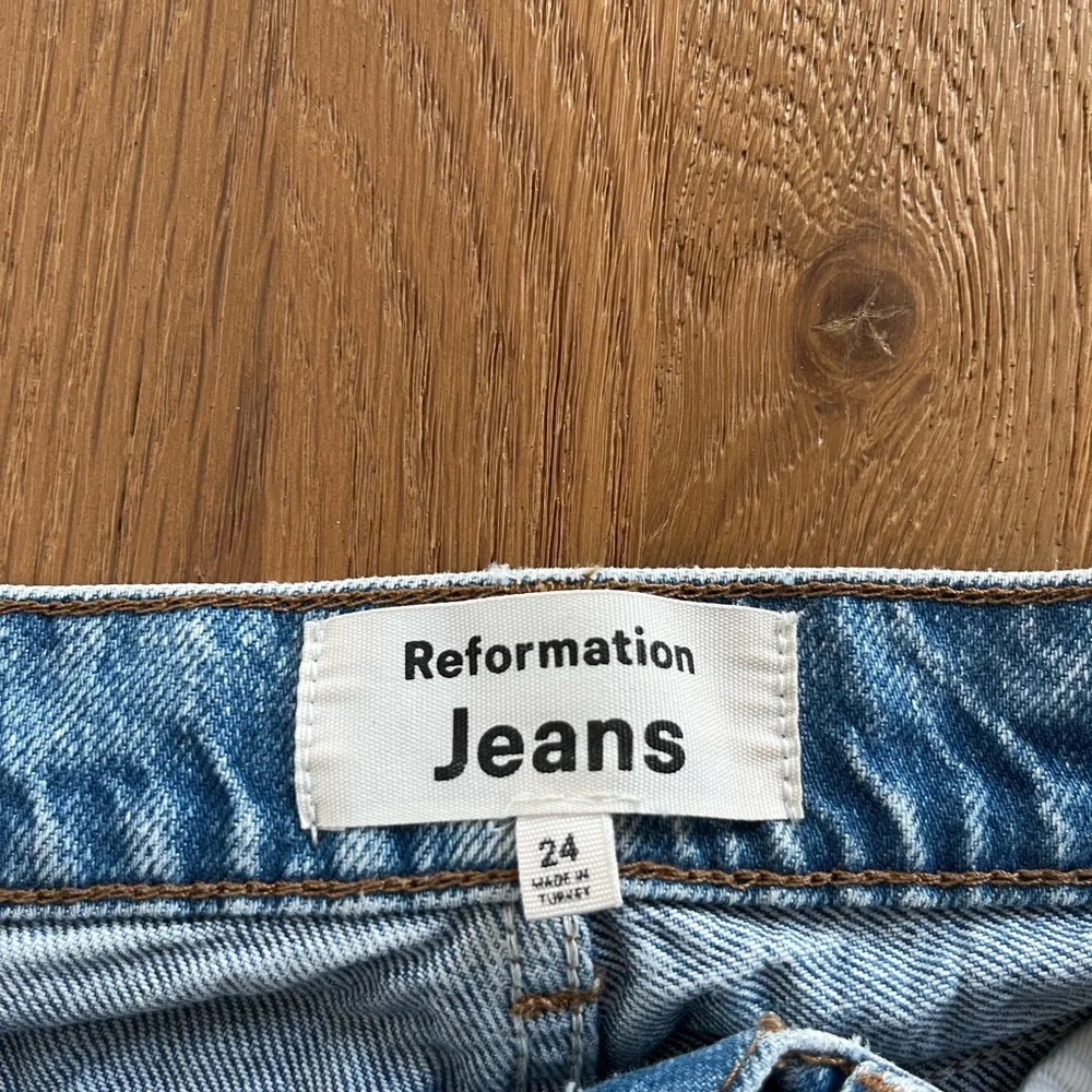 Reformation High Waist Raw-Hem Straight Leg Jean - Picture 2 of 5